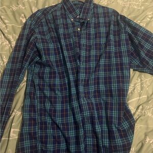 Blue and Green Plaid Casual Shirt
